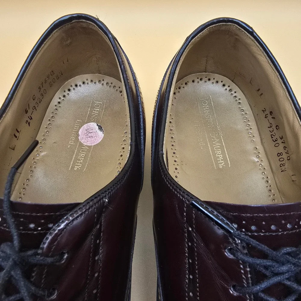 Johnston & Murphy Limited Burgundy Leather Wingtip Oxford Dress Shoes‎ Mens 11 C